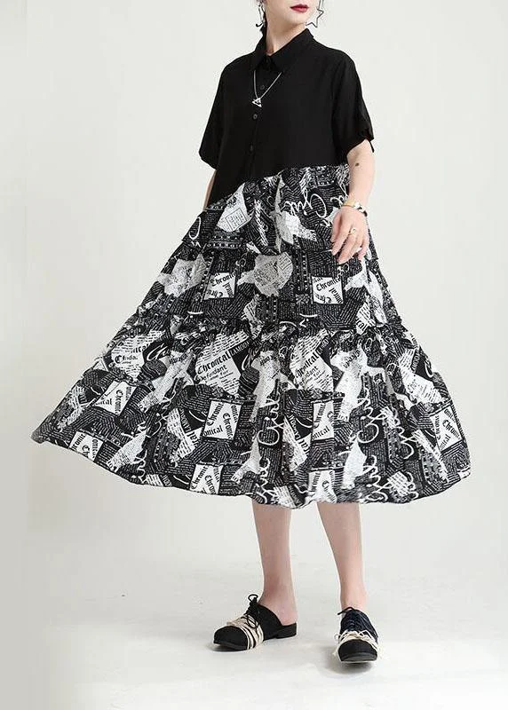 Natural Black Print Patchwork Summer Button Maxi Dresses Stylish Pleated A-Line Maxi Dress Natural Black Print Patchwork Summer Button Maxi Dresses Stylish Pleated A-Line Maxi Dress