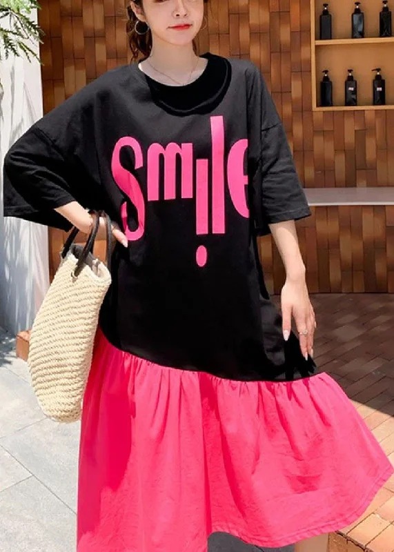 Organic Black Patchwork Rose O-Neck Summer Maxi Dress Half Sleeve Comfortable Maxi Dress with Sleeves Organic Black Patchwork Rose O-Neck Summer Maxi Dress Half Sleeve Comfortable Maxi Dress with Sleeves