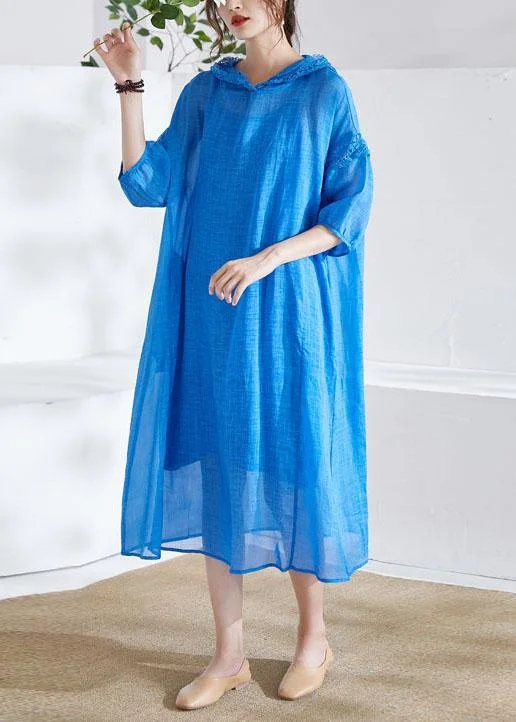 Organic Blue Ruffled Patchwork Summer Ramie Maxi Dresses Half Sleeve Cozy Cold-Shoulder Maxi Dress Organic Blue Ruffled Patchwork Summer Ramie Maxi Dresses Half Sleeve Cozy Cold-Shoulder Maxi Dress