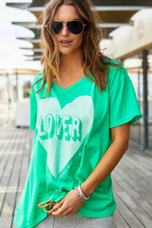 HAMMILL & CO Womens Vintage Wash Lover Heart Tee - Green Machine Wash Dry Clean Hand Wash HAMMILL & CO Womens Vintage Wash Lover Heart Tee - Green Machine Wash Dry Clean Hand Wash