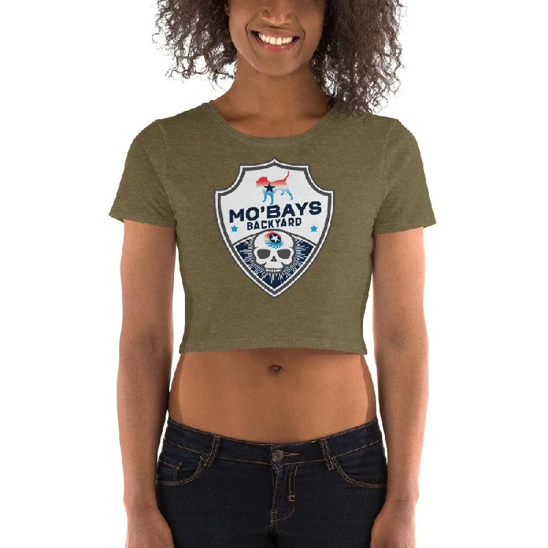 Skull Three Women’s Crop Tee Ribbed Striped Patterned