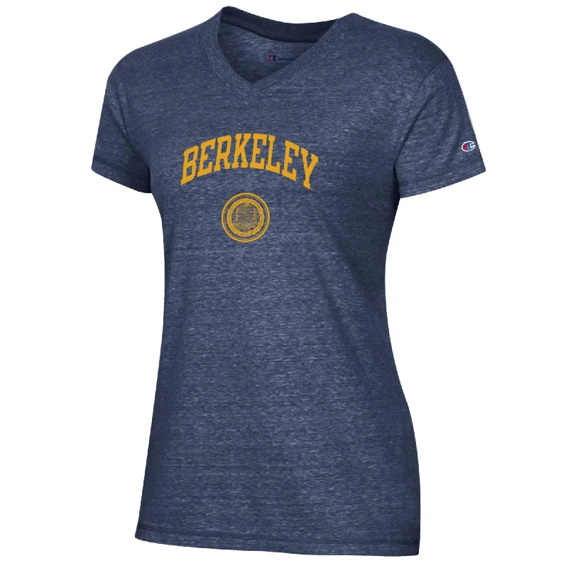U.C. Berkeley Cal Champion Triumph V-Neck T-Shirt-Navy Lace Blend Ribbed Blend Corduroy Blend U.C. Berkeley Cal Champion Triumph V-Neck T-Shirt-Navy Lace Blend Ribbed Blend Corduroy Blend