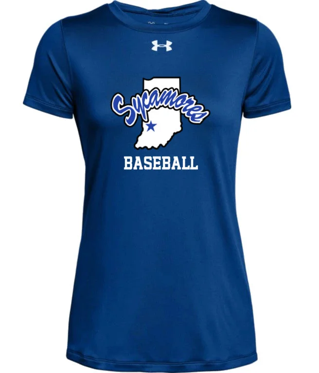Women's Indiana State Sycamores Baseball Under Armour® Tech Tee Graphic T-Shirt Round Neck Polyester Women's Indiana State Sycamores Baseball Under Armour® Tech Tee Graphic T-Shirt Round Neck Polyester