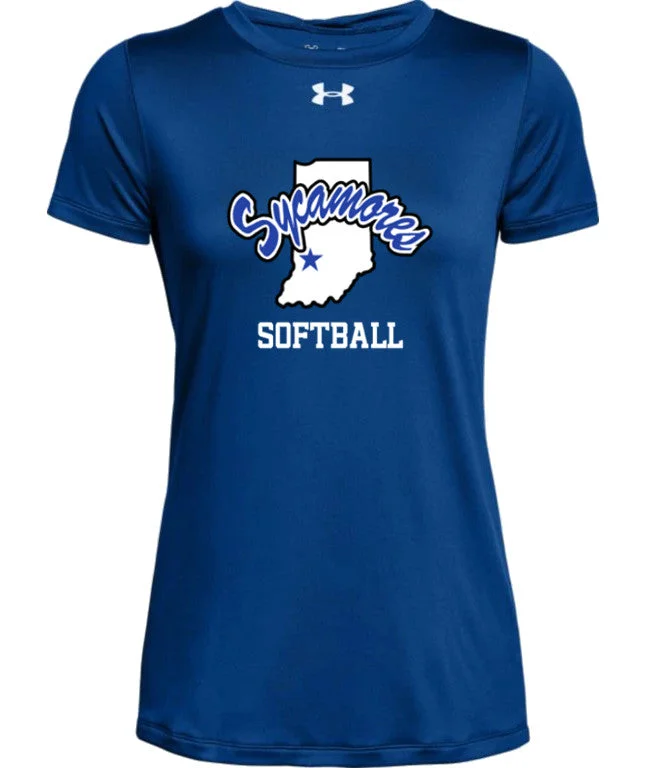 Women's Indiana State Sycamores Softball Under Armour® Tech Tee Denim Fabric Leather Fabric Suede Fabric Women's Indiana State Sycamores Softball Under Armour® Tech Tee Denim Fabric Leather Fabric Suede Fabric
