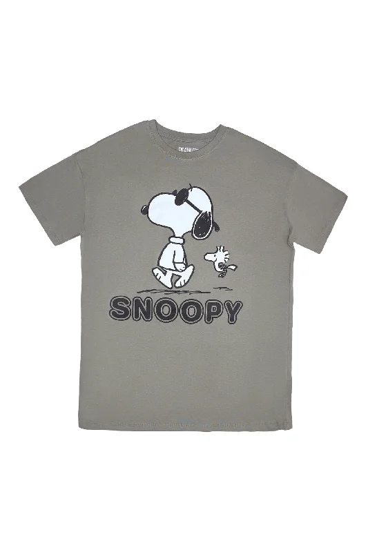 Peanuts Snoopy Sunglasses Graphic Relaxed Tee Jersey Fabric Tulle Fabric Batik Fabric