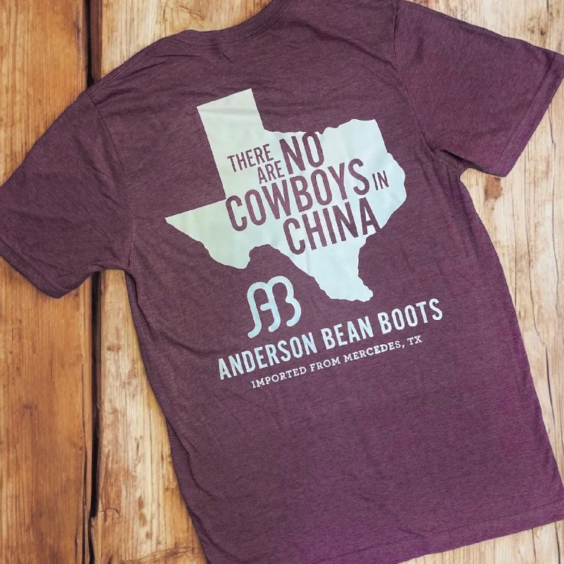 Anderson Bean Heather Maroon "No Cowboys In China" Tee Modern Contemporary Chic