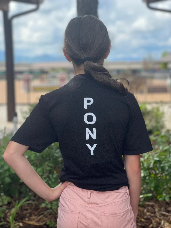 Equestrian Team Apparel- Pony Graphic Tee (Youth) Hooded Caped Shawl Collar