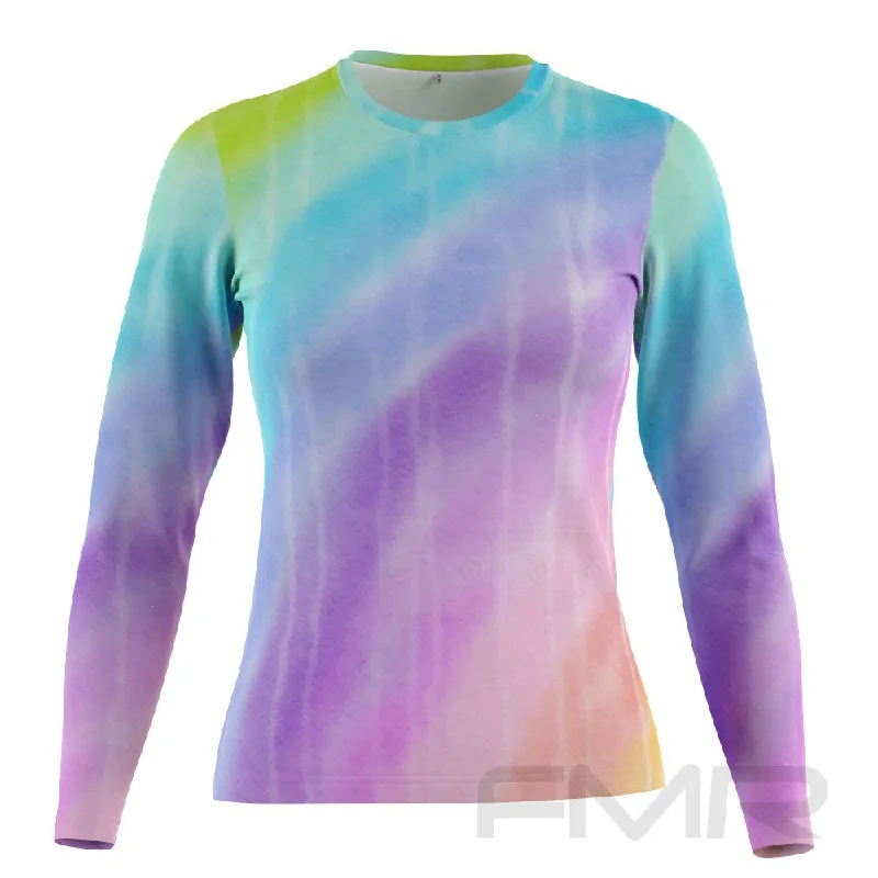 FMR Women's Rainbow Long Sleeve T-Shirt Real Fur Shearling Chenille