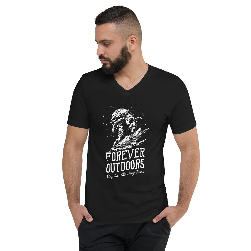 Forever Outdoors - Sisyphus Climbing Tours - Unisex V-Neck T-Shirt Anti-Shrink Durable Soft