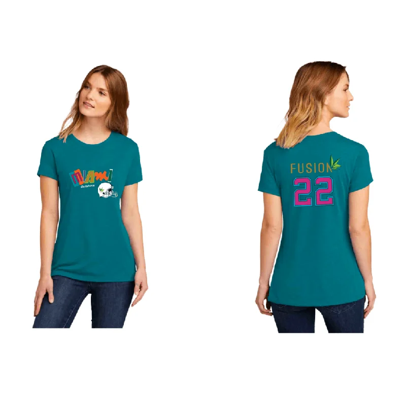 Fusion Women’s Miami Dolphins Collab T-Shirt Elegant Classic Vintage