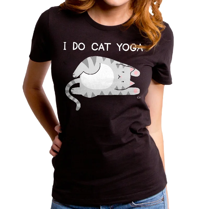 Cat Yoga Women's T-Shirt Collared Crew Neck Turtle Neck