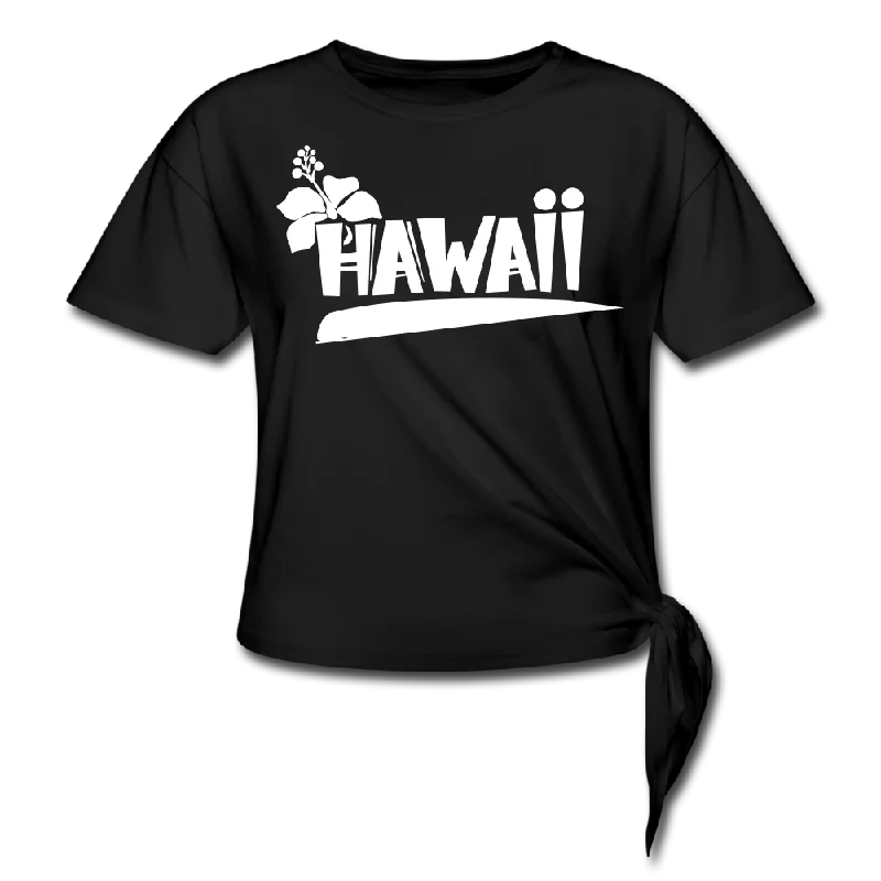 Hawaii Knotted Tee Solid Print Embellished