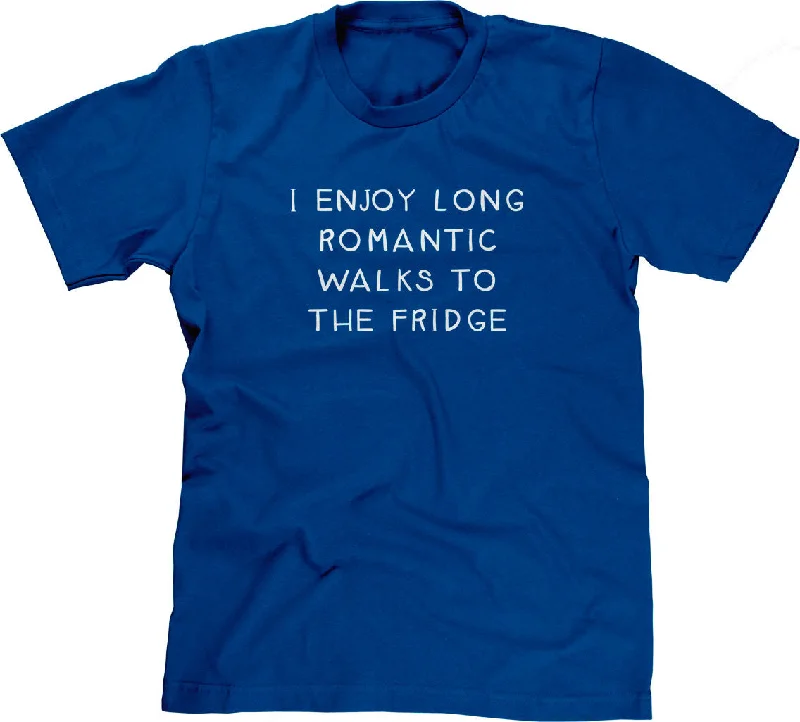 I Enjoy Long Romantic Walks To The Fridge T-Shirt Solid Color Striped Floral