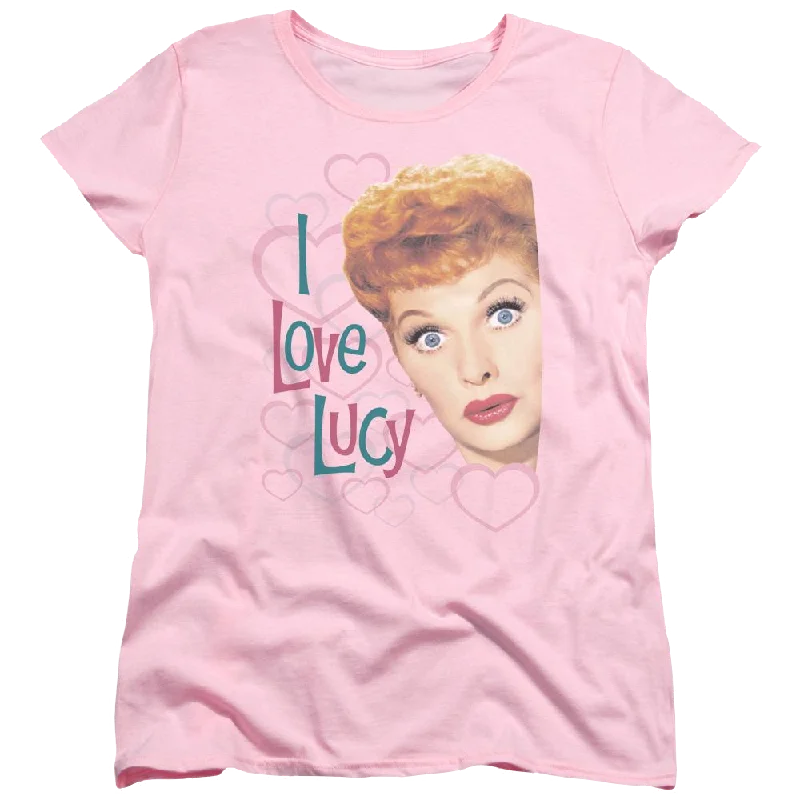 I Love Lucy Hollywood Open Hearts Women's T-Shirt Notch Collar Peter Pan Collar Cowl Neck