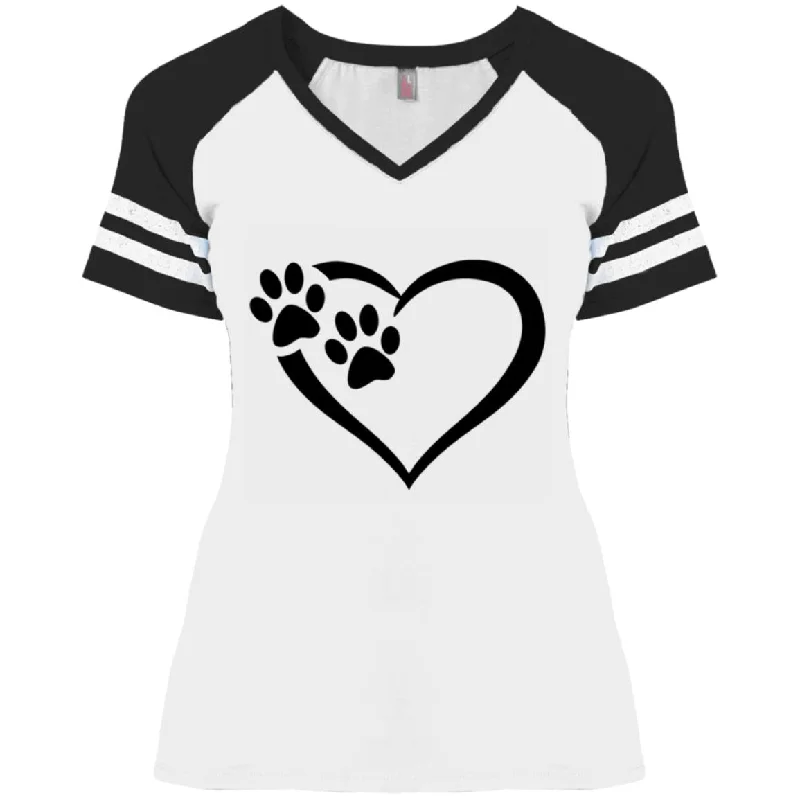 Ladies' Paws Of Passion Crossover T-Shirt Boxy Fit Fitted Loose