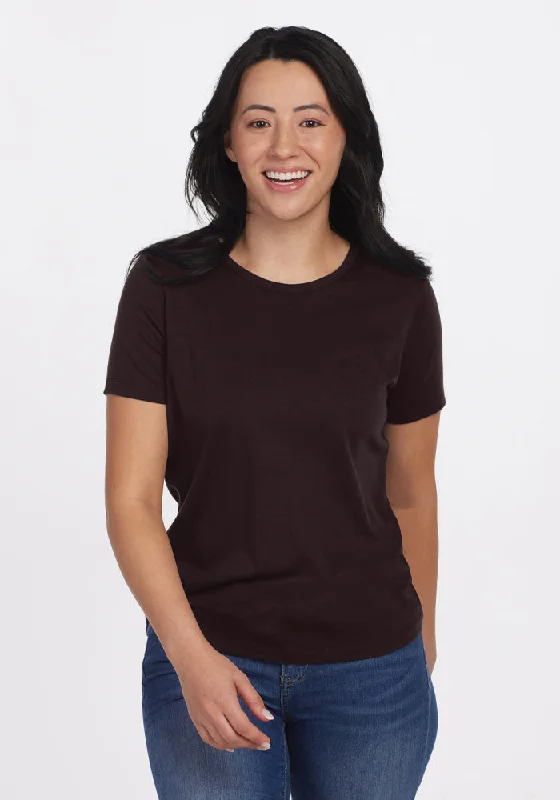 Liza Crew Neck Tee - French Roast Front Pockets Side Pockets Patch Pockets