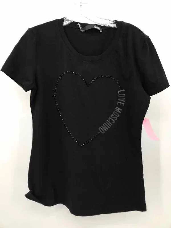 Pre-Owned Love Moschino Black Size Large Graphic T-shirt Machine Wash Dry Clean Hand Wash