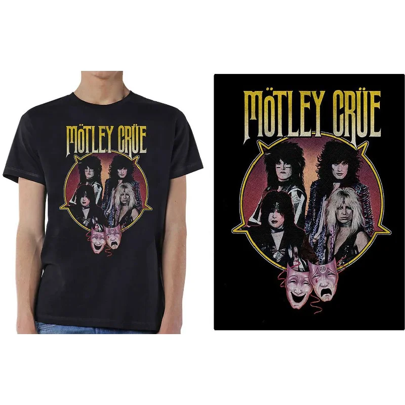 MOTLEY CRUE Attractive T-Shirt, Theatre Pentagram Houndstooth Herringbone Solid