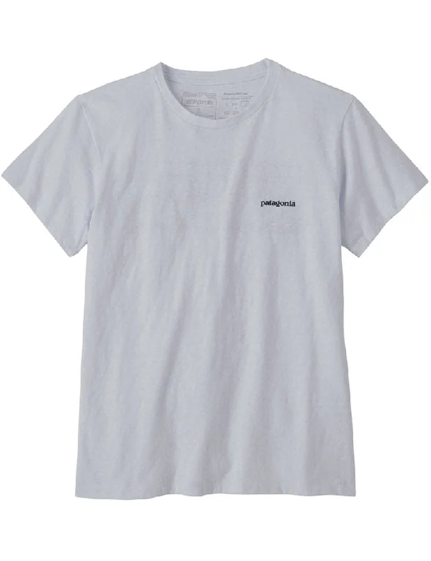 Patagonia W's P-6 Logo Responsibili-Tee T-Shirt White Print Jacquard Patchwork