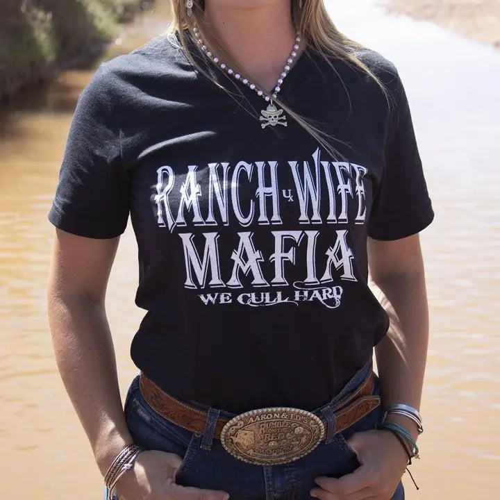 Ranch Wife Mafia Tee Striped Floral Plaid