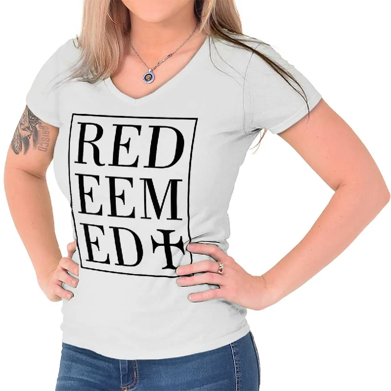 Redeemed Junior Fit V-Neck T-Shirt Casual Formal Business