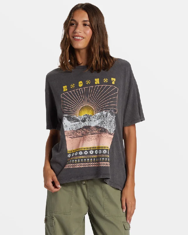 Roxy Paradise Peaks Short Sleeve Oversized T-Shirt - PHANTOM Lace Blend Ribbed Blend Corduroy Blend