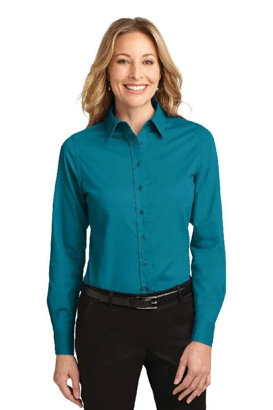 Port Authority Ladies Long Sleeve Easy Care Shirt.  L608 Ribbed T-Shirt High Neck Heavyweight