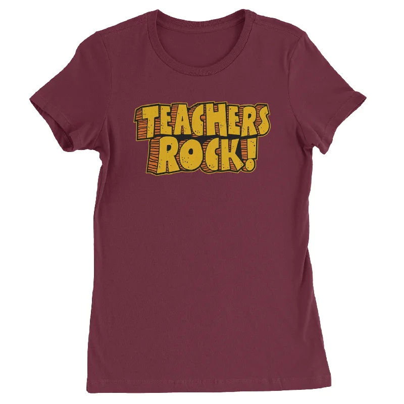 Teachers Rock Retro  Womens T-shirt Solid Color Striped Floral