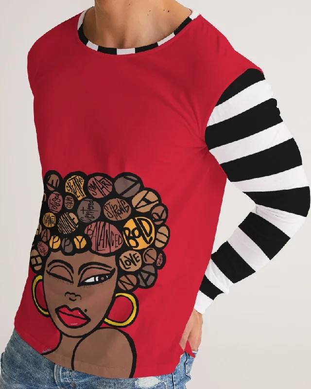 "THE WINKING LADY" Unisex Long Sleeve Tee Graphic T-Shirt Round Neck Polyester