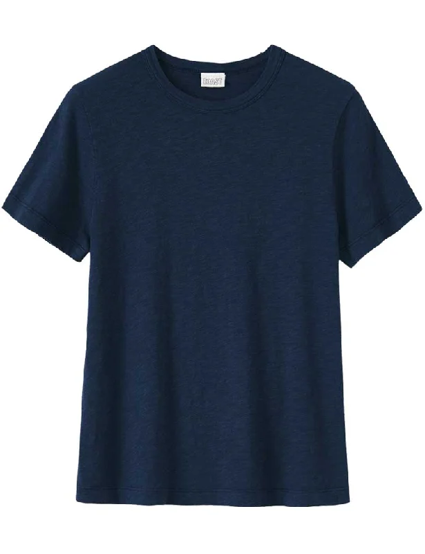 Toast Sadie Organic Cotton Boy T-Shirt Dark Indigo Houndstooth Herringbone Solid