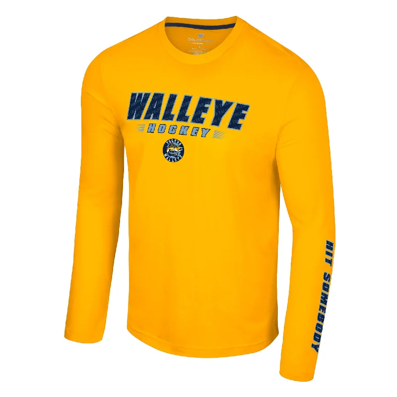 Toledo Walleye Endoskeleton Long Sleeve T-shirt Graphic T-Shirt Round Neck Polyester