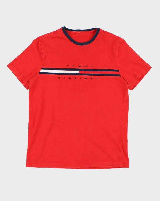 Tommy Hilfiger Red T-Shirt - M Jersey Fabric Tulle Fabric Batik Fabric