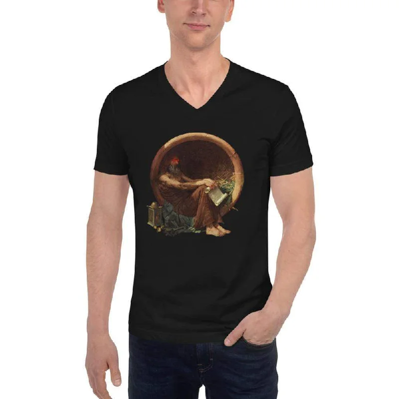 Triggered Diogenes - Unisex V-Neck T-Shirt Hooded Caped Shawl Collar