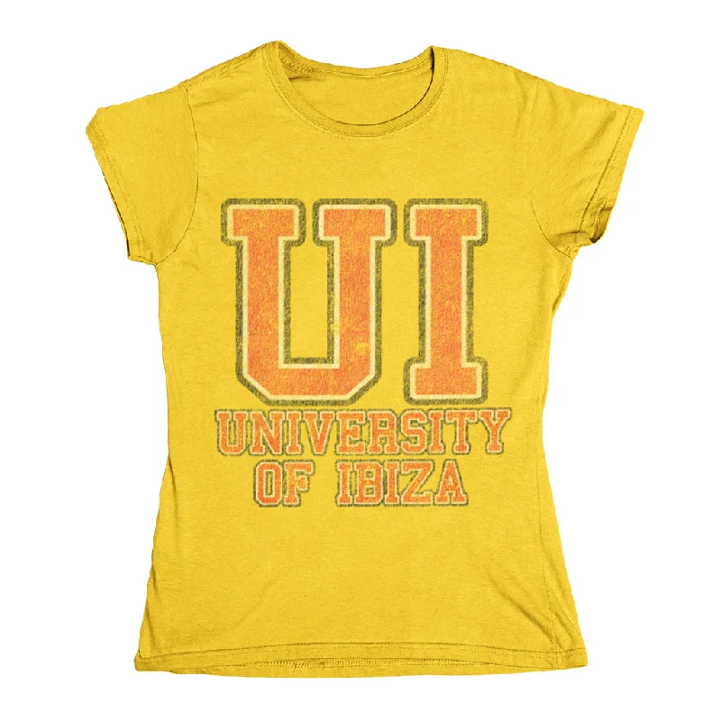 University of Ibiza Women's T-shirt College Logo Zippered Buttoned Snapped