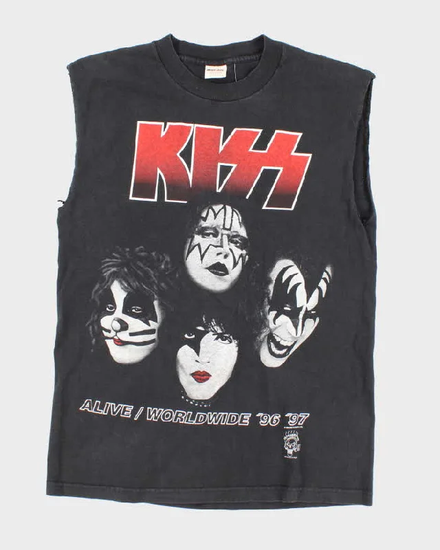 Vintage 90s Murina Kiss Alive '96 '97 Tour Sleeveless T-Shirt - L Satin Fabric Silk Fabric Chiffon Fabric