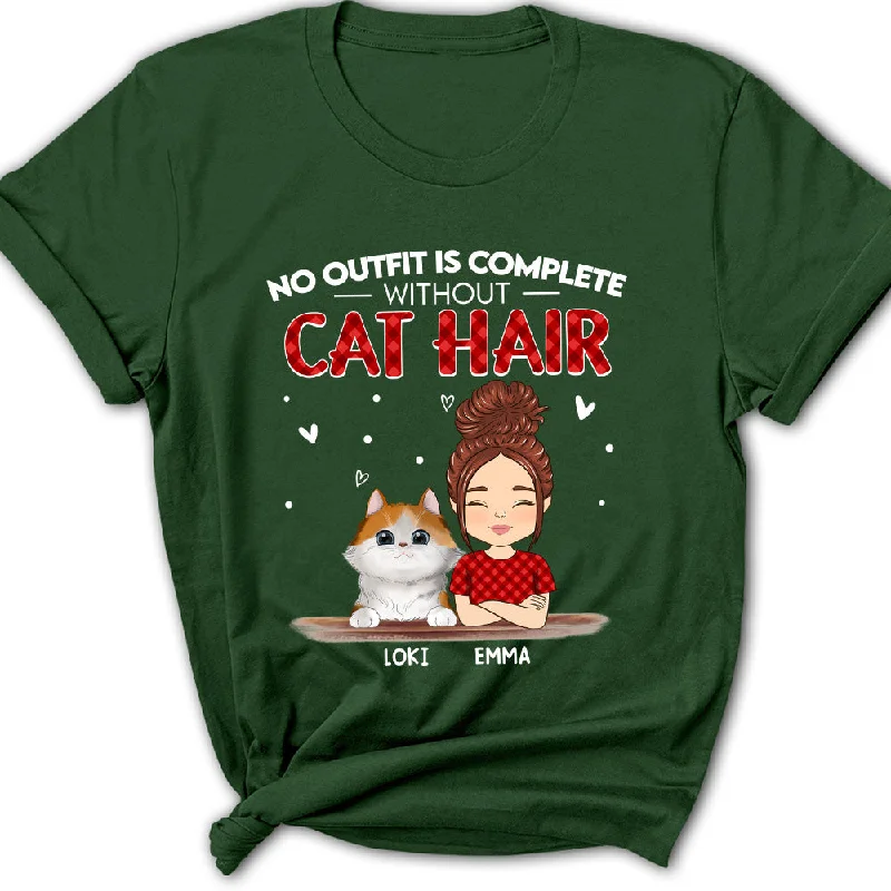 Without Cat Hair - Personalized Custom Women's T-shirt Collared T-Shirt Boat Neck A-Line