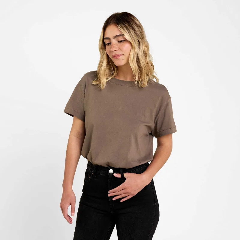 Everyday T-Shirt Bodysuit | Mocha Boxy Fit Fitted Loose