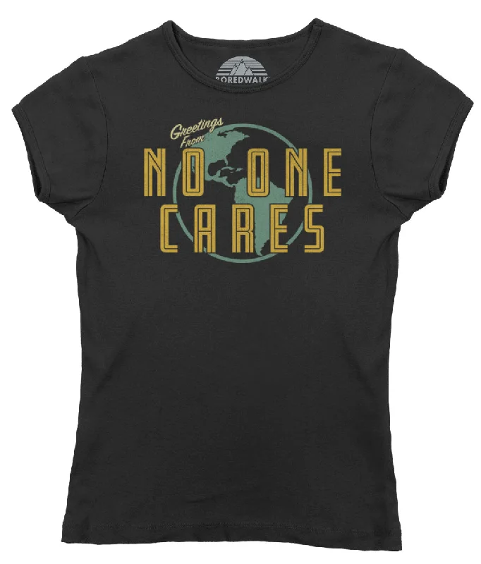 Women's Greetings From No One Cares T-Shirt Collared T-Shirt Boat Neck A-Line