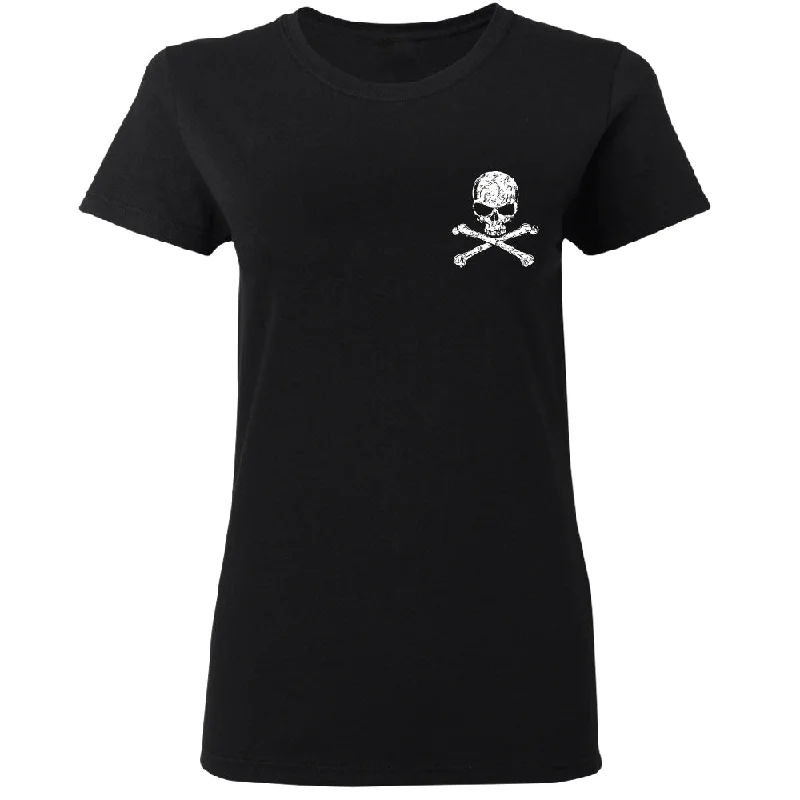 Zexpa Apparel™ Pocket Design - Skull and Crossbones Women's T-Shirt Zippered Front Buttoned Front Snap Front