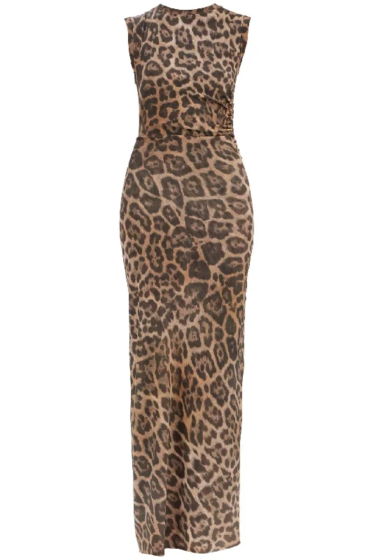 'animal print sleeveless maxi dress in 6J0294 3SPZ64 MULTICOLOR BROWN Stylish Off-Shoulder Maxi Dress