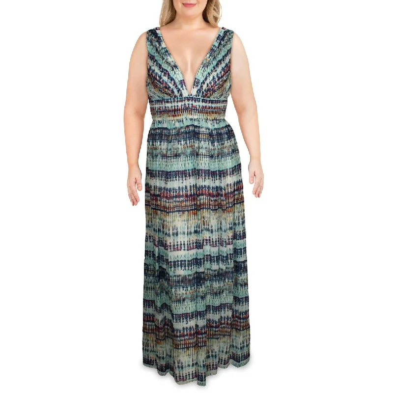 Womens Printed V-Neck Maxi Dress Fashionable Halter Neck Maxi Dress