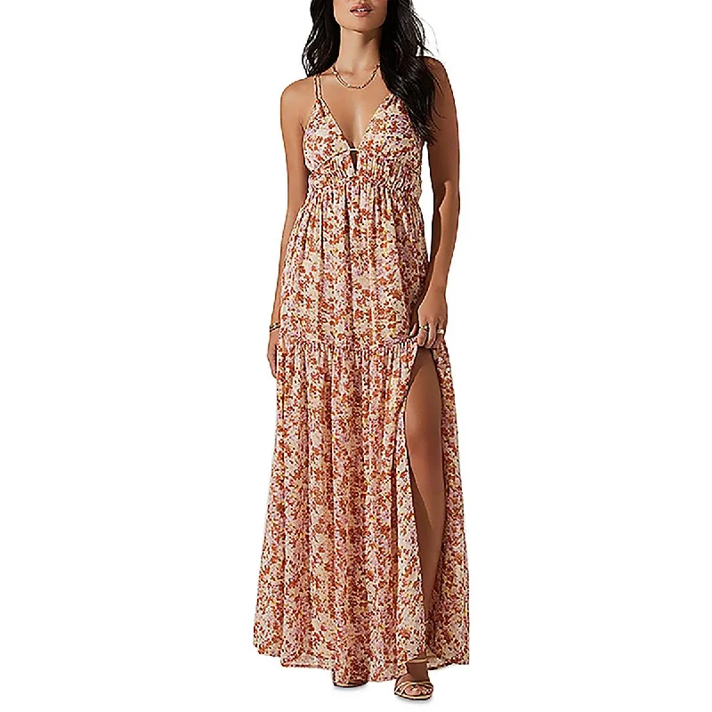 Ryliana Womens Chiffon Floral Maxi Dress Classic A-Line Maxi Dress