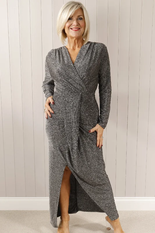 Camden Maxi Dress Silver Cozy Knitted Maxi Dress