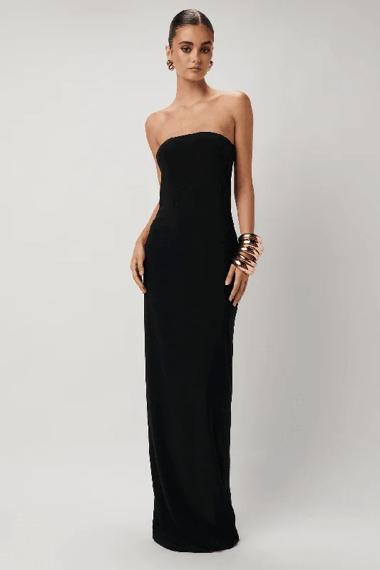 Danita Maxi Dress - Black Trendy Ruffled Maxi Dress