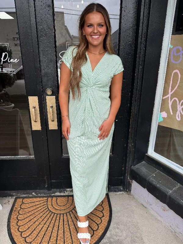 Green striped maxi dress Cozy Ribbed Maxi Dress