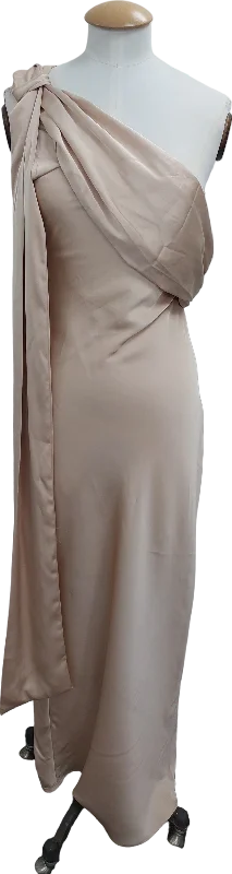 In The Style Nude Asymmetric Draped Neckline Maxi Dress UK 8 Stylish V-Neck Maxi Dress