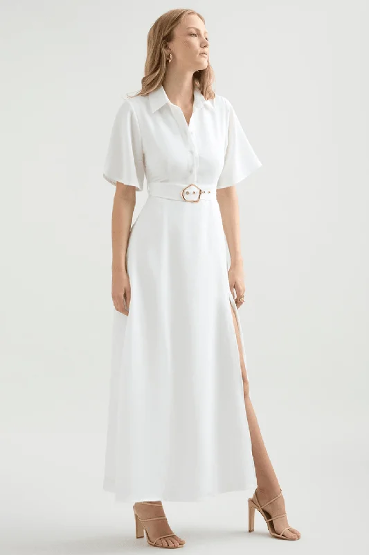 Jamie Maxi Dress - White Elegant Sleeveless Maxi Dress