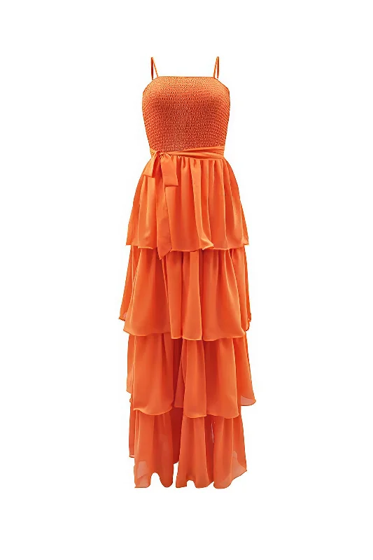 Chiffon Slip Sleeveless Maxi Dress Elegant Tiered Maxi Dress