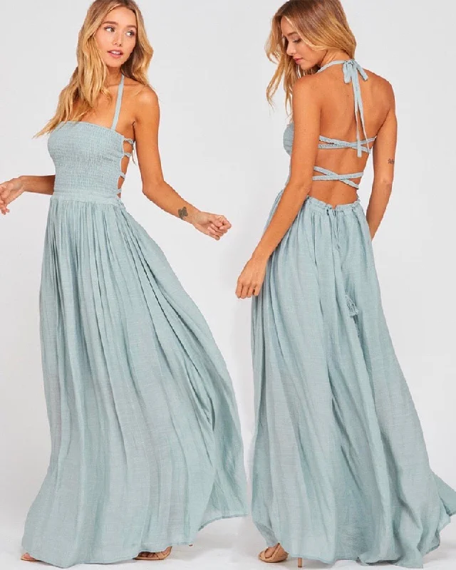 On Cloud 9 Halter Tube Smocked Maxi Dress - More Colors Trendy Off-Shoulder Ruffle Maxi Dress