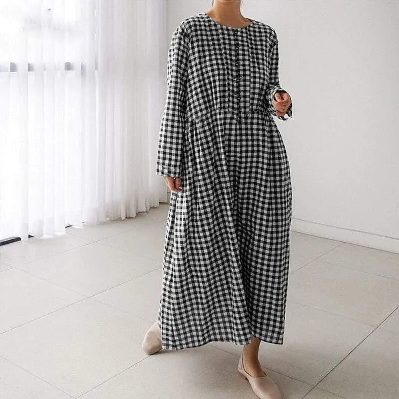 On The Riviera Plaid Maxi Dress Comfortable Ruffle Maxi Dress